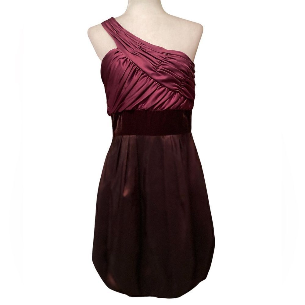 Max And Cleo One Shoulder Party Dress Satin Velvet Pockets Size 10